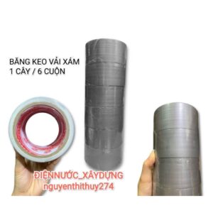 1 CÂY BĂNG KEO VẢI XÁM CHỊU NHIỆT SIÊU DÍNH LOẠI 48MM - 6 CUỘN