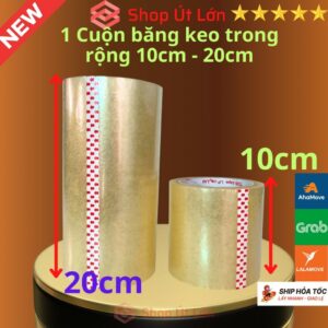 1 Cuộn băng keo trong rộng 10cm, băng keo trong 20cm, lõi giấy 3mm - Tân An An