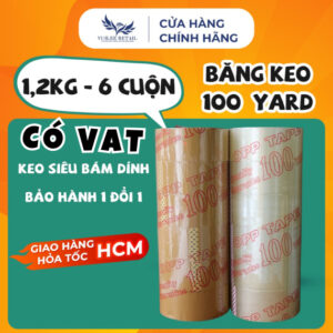 Băng Keo 100yard 1Cây/6 Cuộn Lõi Giấy Siêu Mỏng.Băng Dính Trong/Đục Cuộn 100yard