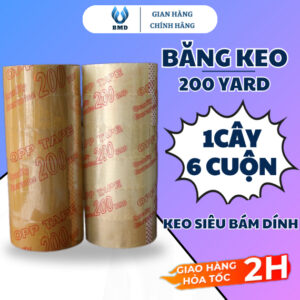 Băng Keo Trong 200yard 1 Cây 6 Cuộn, Băng Dính Đóng Hàng Màu Đục Loại 1,8kg/Cây Giá Xưởng
