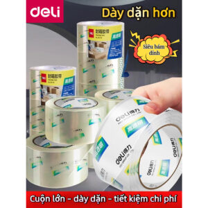 Băng Keo Trong Deli 48mm x 60Y – Siêu Dính Cực Mạnh, Dày 50µm, Không Bong, Dán Thùng Đóng Hàng, Cuộn Lớn Giá Rẻ