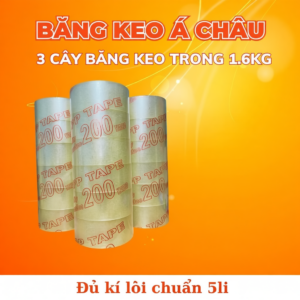 Băng Keo Trong OPP 1.6kg 200 Yard Lõi 5li - Combo 3 Cây, Dính Tốt, Dẻo Dai, Chống Thấm Nước