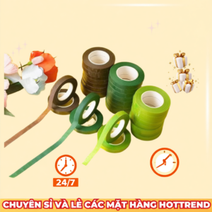 Băng keo sáp quấn cành hoa giả 1cm x 26m dính chắc, dễ sử dụng - Có nhiều màu sắc: nâu, xanh lá, xanh đậm - 1 cuộn hoặc combo 3 cuộn