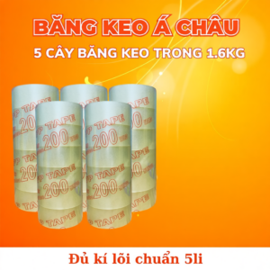 Combo 5 Cây Băng Keo Trong 200 Yard 46.5mm Lõi 5li – Dính Tốt – Phù Hợp Vận Chuyển Xa Và Đóng Gói Kho