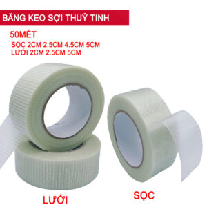 Cuộn băng keo sợi thủy tinh rộng 2cm 2.5cm 4.5cm 5cm Có lưới và dải đơn（50mét）