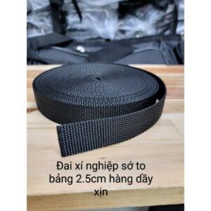 Dây Đai dù đen sớ to bảng dẹp 2.5cm ( hàng Xịn ) làm quai balo - túi xách- Dăn Võng- Đan Ghế..v..v