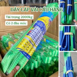 Dây cáp vải cẩu hàng 2 tấn Gorilla dây đai cẩu hàng hai đầu móc Hệ số 5:1 chất liệu 100% Polyester cường lực siêu bền