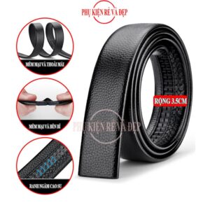 Dây thắt lưng da nam không mặt khoá dài 120cm rộng 3.5cm (dùng cho khoá tự động)