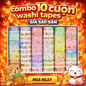 [GIÁ TỐT] Combo 10 Washi tape, băng keo giấy đẹp trang trí decor - hoa cụ vẽ tranh