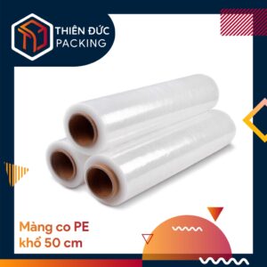 Màng PE đen trắng 4.3kg khổ 50cm lõi nhỏ bọc hàng, quấn pallet, quấn bụng spa
