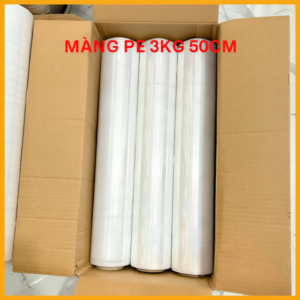 Màng Pe quấn hàng cuộn nilong bọc hàng 50cm 30cm 20cm nặng 3kg 2k5 1k8 chống trầy chống nước chống bụi quấn bụng ủ trắng