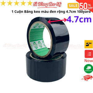 SKU406 - 1 Cuộn băng keo màu đen OPP, rộng 4.7cm, 100yard