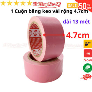 SKU800 - 1 Cuộn băng keo vải màu Hồng, rộng 4.7cm, dài 13 mét, lõi giấy 3mm