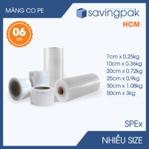 SPE1x - 1 cuộn màng co PE trong suốt - Size nhỏ trung - Cuộn màng bọc PE, màng chít quấn hàng