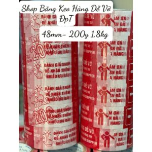 băng keo đỏ hàng dễ vỡ 5cm- 200y 1,8kg- 100y 1kg ,5 trong 1 đánh giá quay video 1 cây 6 cuộn.